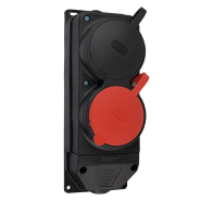 Колодка каучукова АСКО-УКРЕМ 3Р+PE із захисними кришками двомісна, 1х25А/1х16А, IP44, A0250010011