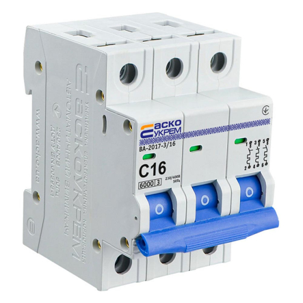 Автоматический выключатель АСКО-УКРЕМ ВА-2017 3р, 16А С, A0010170021
