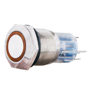 TYJ 19-271 Кнопка металлическая, АСКО-УКРЕМ, A0140010137, плоская с подсветкой 1NO+1NC, желтая, 24V