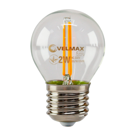 Лампа LED Filament VELMAX, 2 Вт, E27, 220 В, G45 оранжева - 1