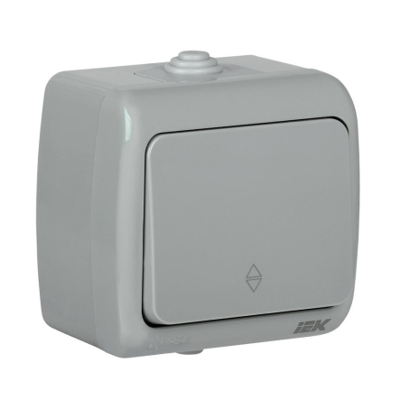 Вимикач прохідний IЕК AQUATIC 1-клавішний відкритої установки, 10А, IP54, EVA12-K03-10-54 - 1