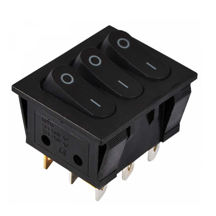 Перемикач 3 клав. чорний KCD2-3101 B/B, АСКО-УКРЕМ, A0140040119 - 1