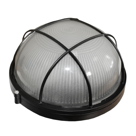 Світильник TechnoSystems НПП1102-100W-E27-IP65, коло, чорний, з решіткою, TNSy5001183 - 1