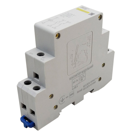 Контактор модульний TechnoSystems КМ-1-25-20 25А 230AC 2NO 2р 1мод., TNSy5503808 - 1