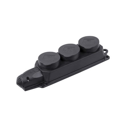 Розетка (колодка) 3-местная РБ33-1-0м с защитными крышками IP44 ОМЕГА IEK - 1