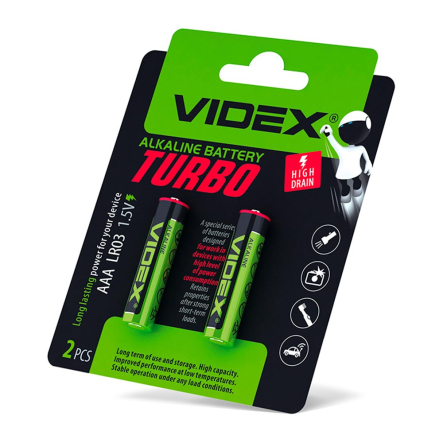 Батарейка щелочная VIDEX LR03T/AAA Turbo 2pcs blister, 24239 - 2