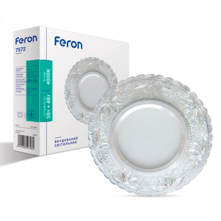 Светильник точечный Feron 7572, 5W, прозрачный, LED подсветка, 5314 - 1