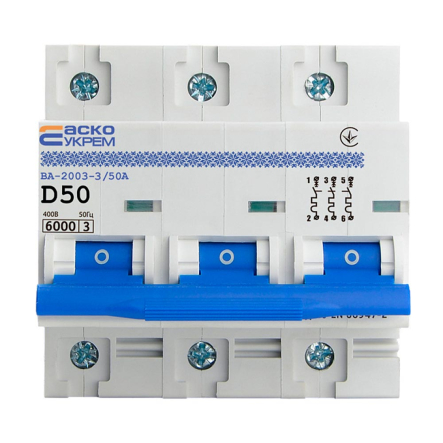 Автоматичний вимикач АСКО-УКРЕМ ВА-2003 3р, D 50А, A0010030001 - 1