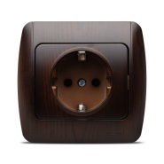 Розетка ZIRVE EL-BI с заземлением, темный орех, 501-010401-217