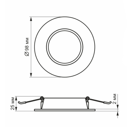 Светильник LED встраиваемый VIDEX VL-DLBR-045, 4W, 5000K, 80Lm, IP44, 98х25 мм