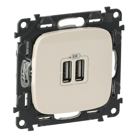 Розетка 2-ая USB для зарядки, Legrand Valena Allure, 754996, слоновая кость - 1