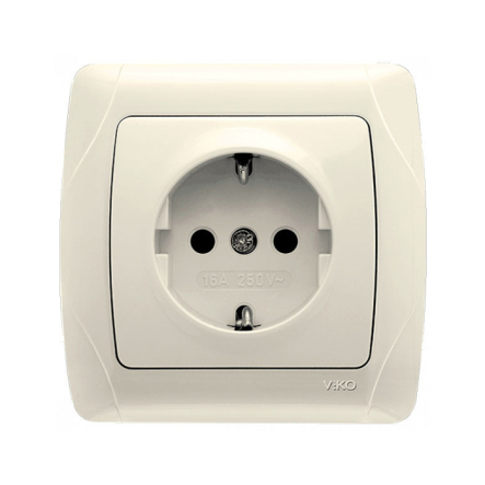 Розетка с заземлением VIKO CARMEN, 90562008, крем - 1