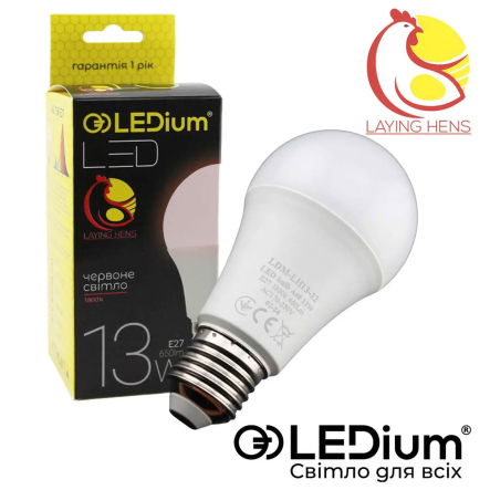 Лампа LEDium LAYING HENS, 13Вт, E27, A60, 1800К, 650Lm, IP65, диммируемая - 1