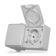 Розетка зовнішня 1-а із заземленням та 1 кл. вимикач VIDEX BINERA, сіра, IP65, VF-BNW3-G