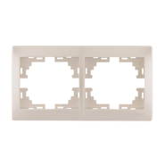 Рамка Lezard MIRA двухместная, горизонтальная, жемчужно-белый перламутр, без вставки, 701-3000-147