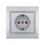 Розетка Lezard MIRA одинарна, з захистом від дітей, метал сірий, 701-1010-124В