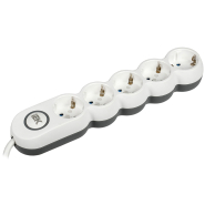 Удлинитель IEK UNO У05В 5 мест 2P+PE, 1,5м 3х1,5мм2 16А/250В, WYP53-16-05-D15-ZK