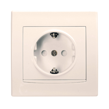 Розетка із заземленням та шторками Schneider Electric Anya, кремова, AYA3000223 - 1