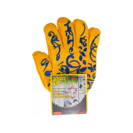 Рукавички трикотажні VIROK жовті з ПВХ (10класс 40-поліестер), р. 9 - 1