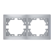 Рамка Lezard MIRA двухместная, горизонтальная, металл серый, без вставки, 701-1000-147