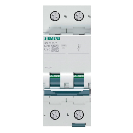 Модульный автоматический выключатель Siemens 5SL6220-7, 2P, C, 20A
