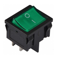 Перемикач 1 клав. зелений з підсвічуванням KCD1-6-201N GR/B 220V, АСКО-УКРЕМ, A0140040083