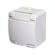 Розетка 1-я Schuko (белая крышка) (IP44) RHE-1s, Hermetics, ETI