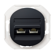 Розетка компьютерная 2 * RJ45 Cat5e, UTP, (механизм), Aling-Conel EON, E614.E1, чёрный