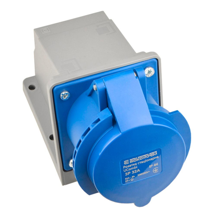 Розетка стаціонарна АСКО-УКРЕМ UCombi 3P, 32А, IP 44, A0080010142 - 1