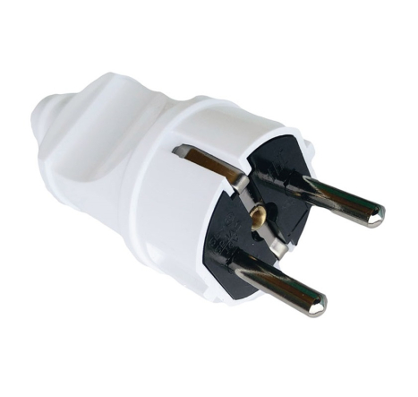 Вилка В 16 евро с заземлением белая прямая TNSy5000068 - 1