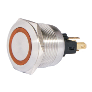 Кнопка металлическая АСКО-УКРЕМ TYJ 22-271, плоская 22мм с подсветкой 1NO+1NC, желтая 24V, A0140010140