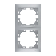 Рамка Lezard MIRA двомісна, вертикальна, метал сірий, без вставки, 701-1000-152