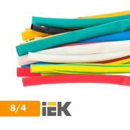 Трубка термоусаджувальна ТТУ 8/4 жовто-зелена IEK, UDRS-D8-100-K52