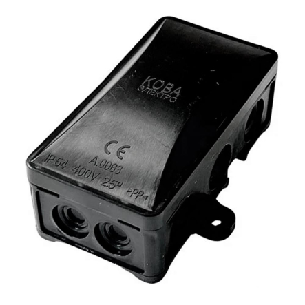 Коробка розподільна зовнішня КОВА-ЕЛЕКТРО Р14, без клем 49(72)х94,5х40,5мм, чорна, ФР-00001824 - 1