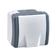 Розетка без заземления Mono Electric, OCTANS, без шторок без крышки,IP54, бело-серая, 154-020006-116