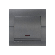 Вимикач Lezard DERIY одноклавішний, з підсвічуванням, темно сірий металік, 702-2929-111