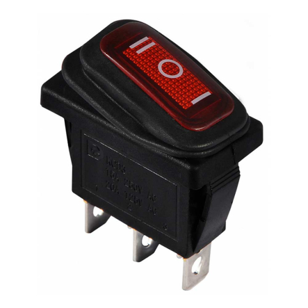 Перемикач 1 клав. перекидний, червоний, KCD3-103W R/B, АСКО-УКРЕМ, A0140040042 - 1