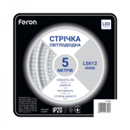 Світлодіодна стрічка біла FERON SANAN LS612 12V smd2835 120Led/m 9.6W/м IP22 5м