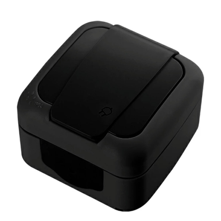 Розетка із заземленням VI-KO Palmiye 1-я, IP54, чорна, 90555108 - 1