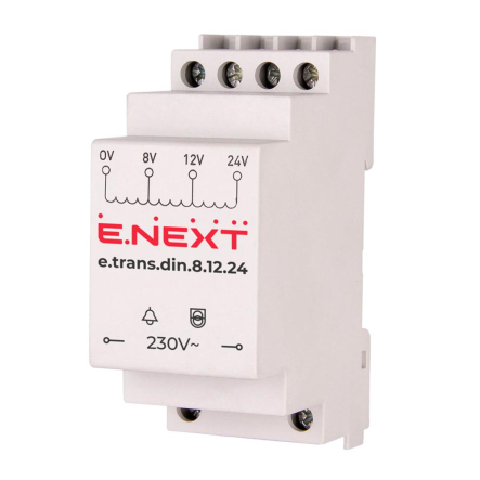 Трансформатор напряжения на DIN-рейку,AC 230/8/12/24 В, E.NEXT e.trans.din.8.12.24 - 1