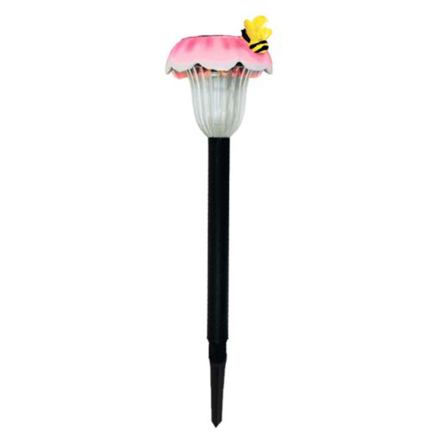 Светильник грунтовый на солнечной батарее Feron, Пчела на розовом цветке, 1LED белый - 1