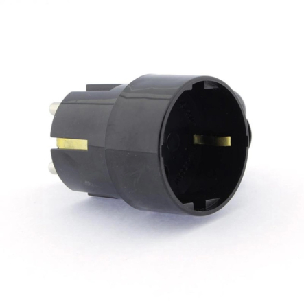 Вилка Timex с розеткой 16А/250V черная, WT-16U/GS CZ