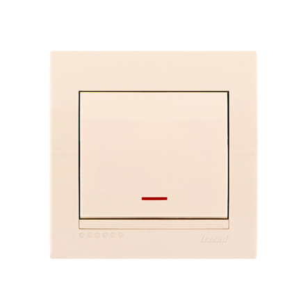 Выключатель Lezard DERIY одноклавишный, с подсветкой, крем, 702-0303-111 - 1