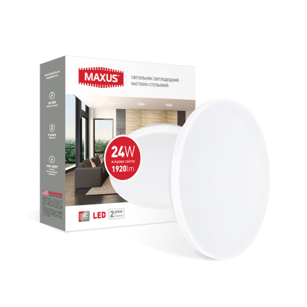 Светильник настенно потолочный Maxus Ceiling light 24W 4100K C (круг) 380х75мм, 1-MCL-2441-01-C - 1