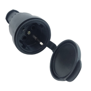 Розетка переносная с защитной крышкой з/к TechnoSystems RUBBER R/B, TNSy5000074