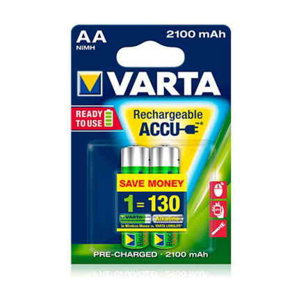 Аккумуляторная батарейка VARTA&nbsp;RECHARGEABLE&nbsp;ACCU, 1.2&nbsp;В, 2100&nbsp;мАг, AA[LR06], NI-MH, цена за пак, продаем поштучно, 56706101402 - 1