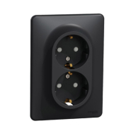 Розетка із заземленням + шторки Schneider Electric Sedna Design, чорний, SDD314221