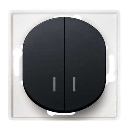 Выключатель двухклавишный с подсветкой (механизм) Aling-Conel EON, E626.E1, чёрный - 1