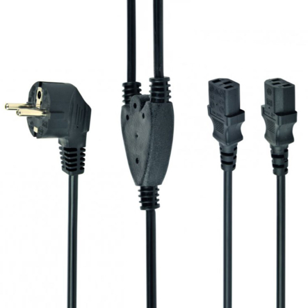 Кабель силовой, CEE7/17-C13*2, Y-образный, длина 2м (1.55м+0.45м+0.45м), VDE, 3*1 мм кв. - 1