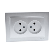 Розетка 2-а без заземлення, Mono Electric, DESPINA, срібло, 102-212105-121